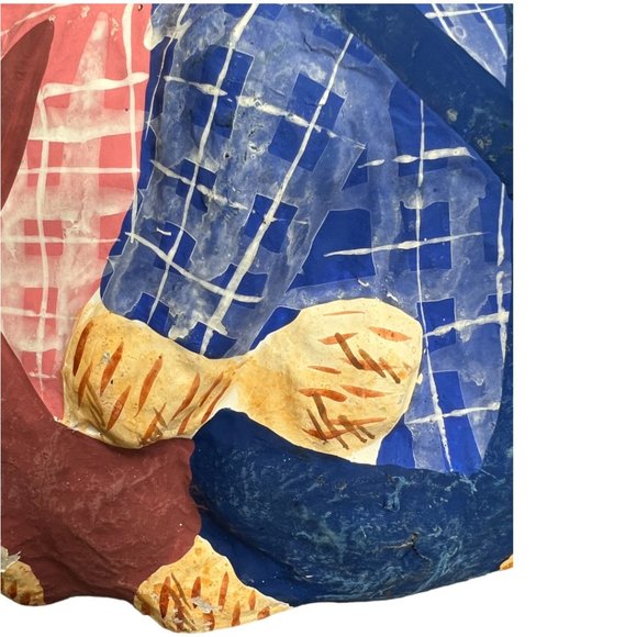 RARE! Vtg Paper Mache Bunnies Vibrant Colors Walmart Handpainted Philippines 12" - Picture 7 of 15